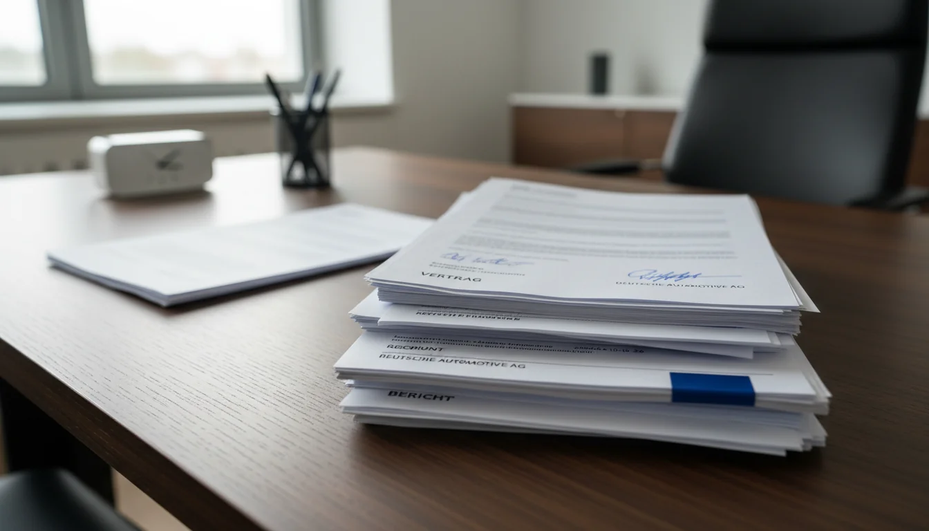 Stack of corporate legal papers.