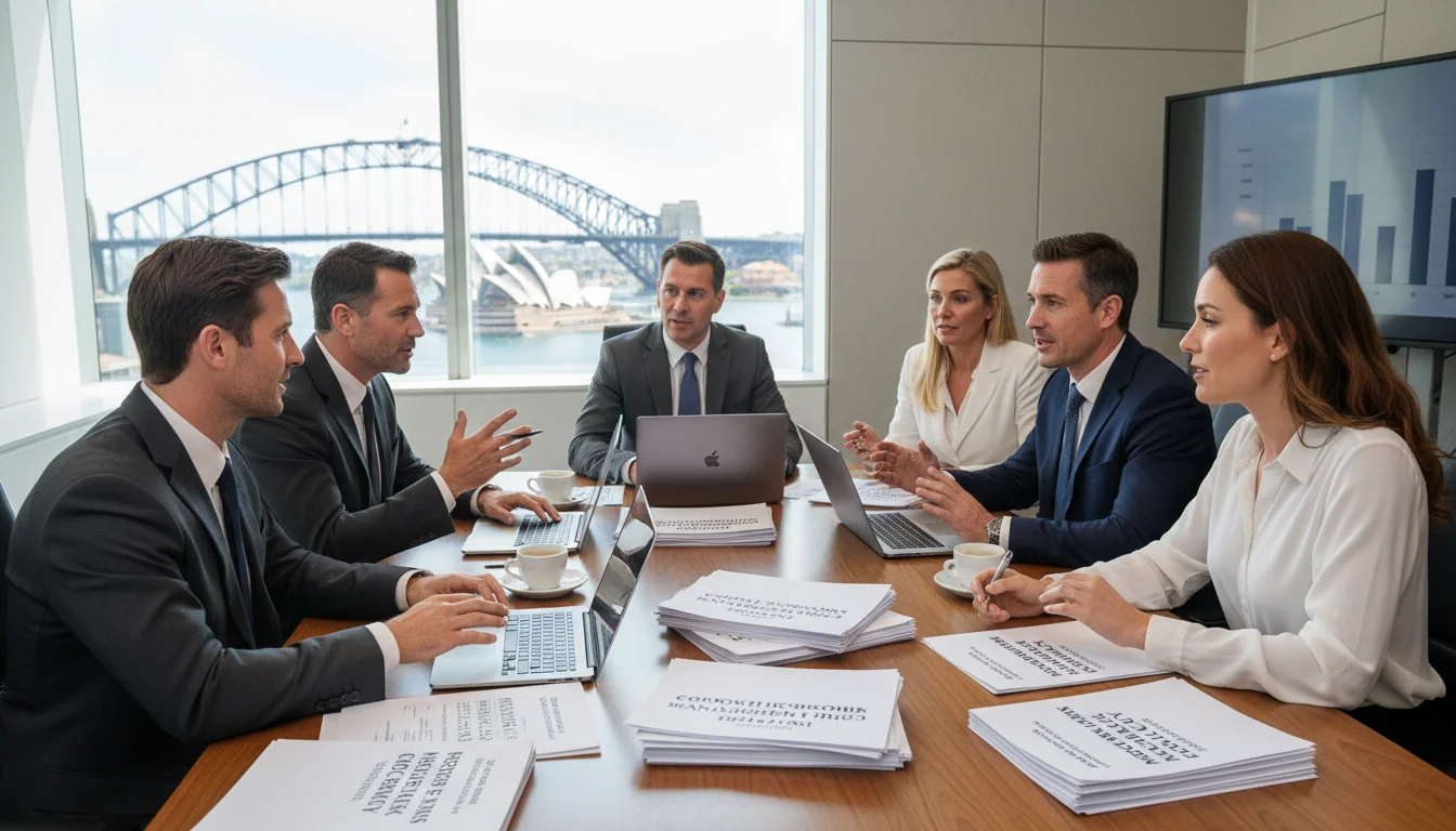 Business meeting discussing records policy.