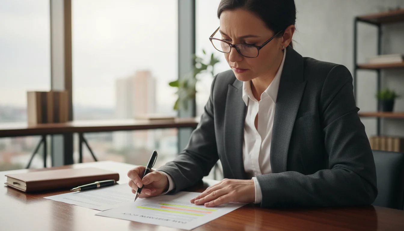 Business professional reviewing retention policy