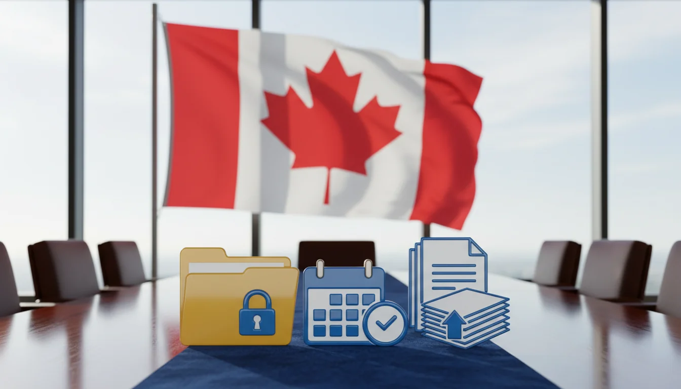 Canadian flag with records management icons