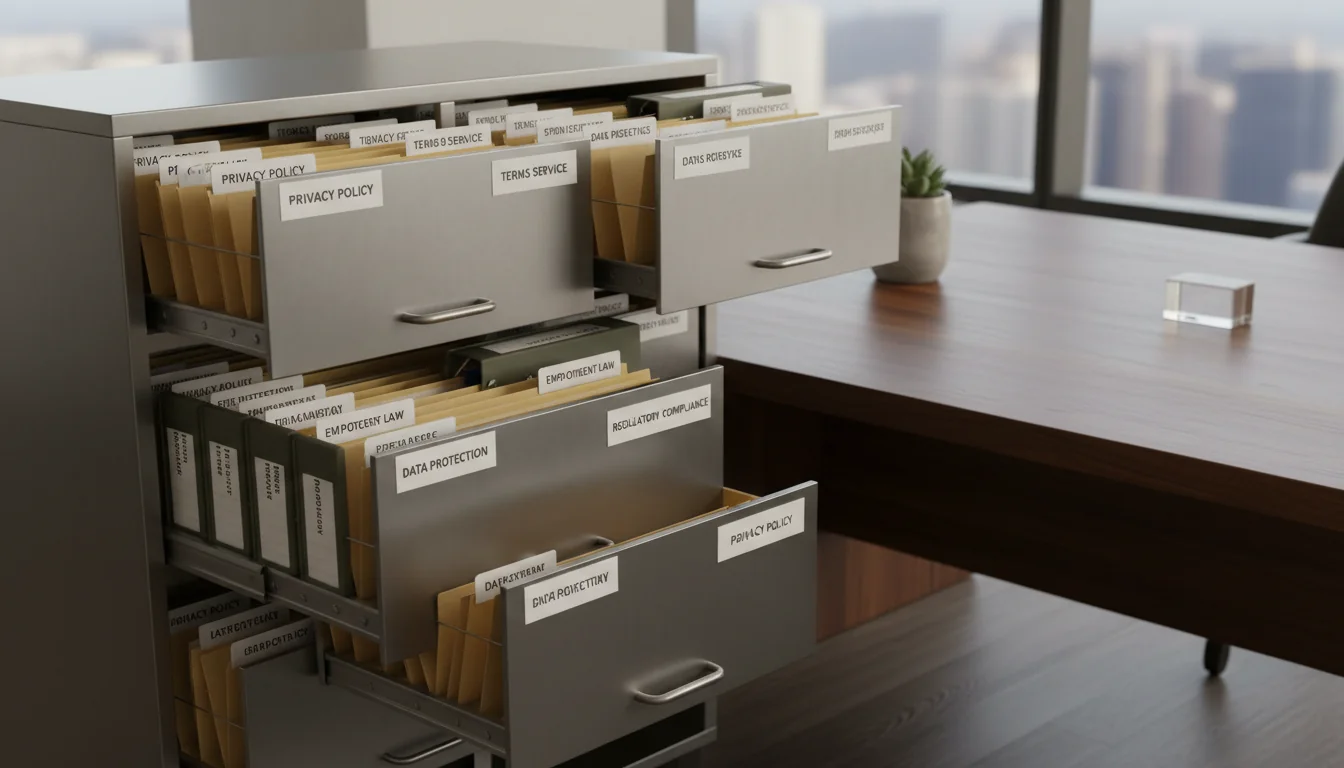 Corporate filing cabinet with documents