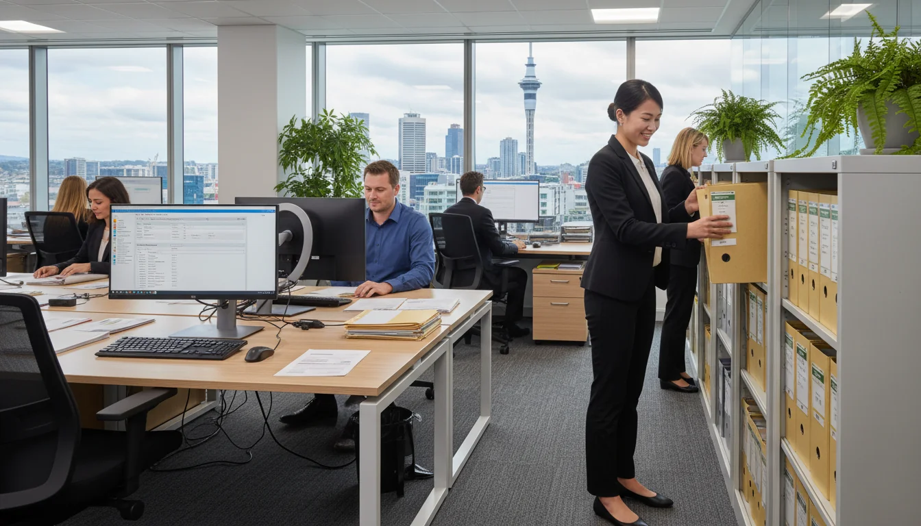 Corporate office filing documents.