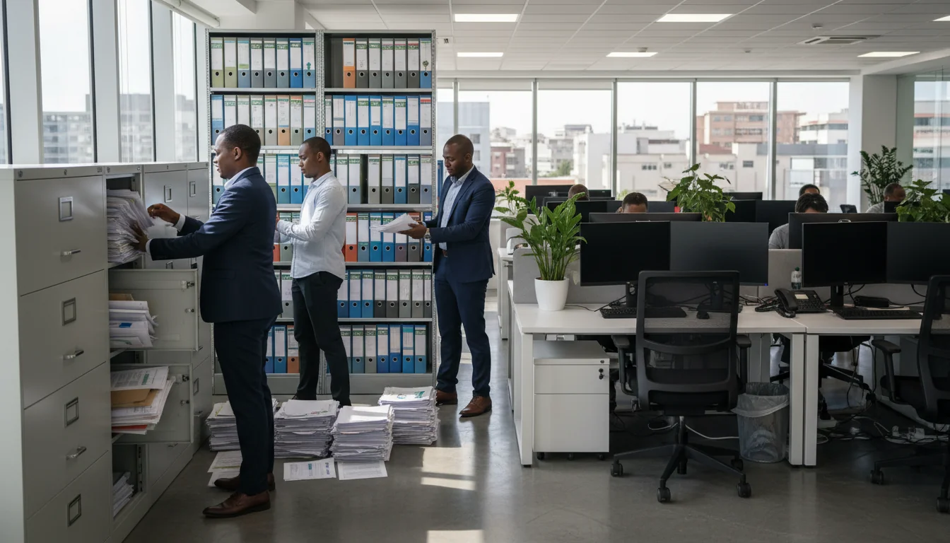 Corporate office filing documents.