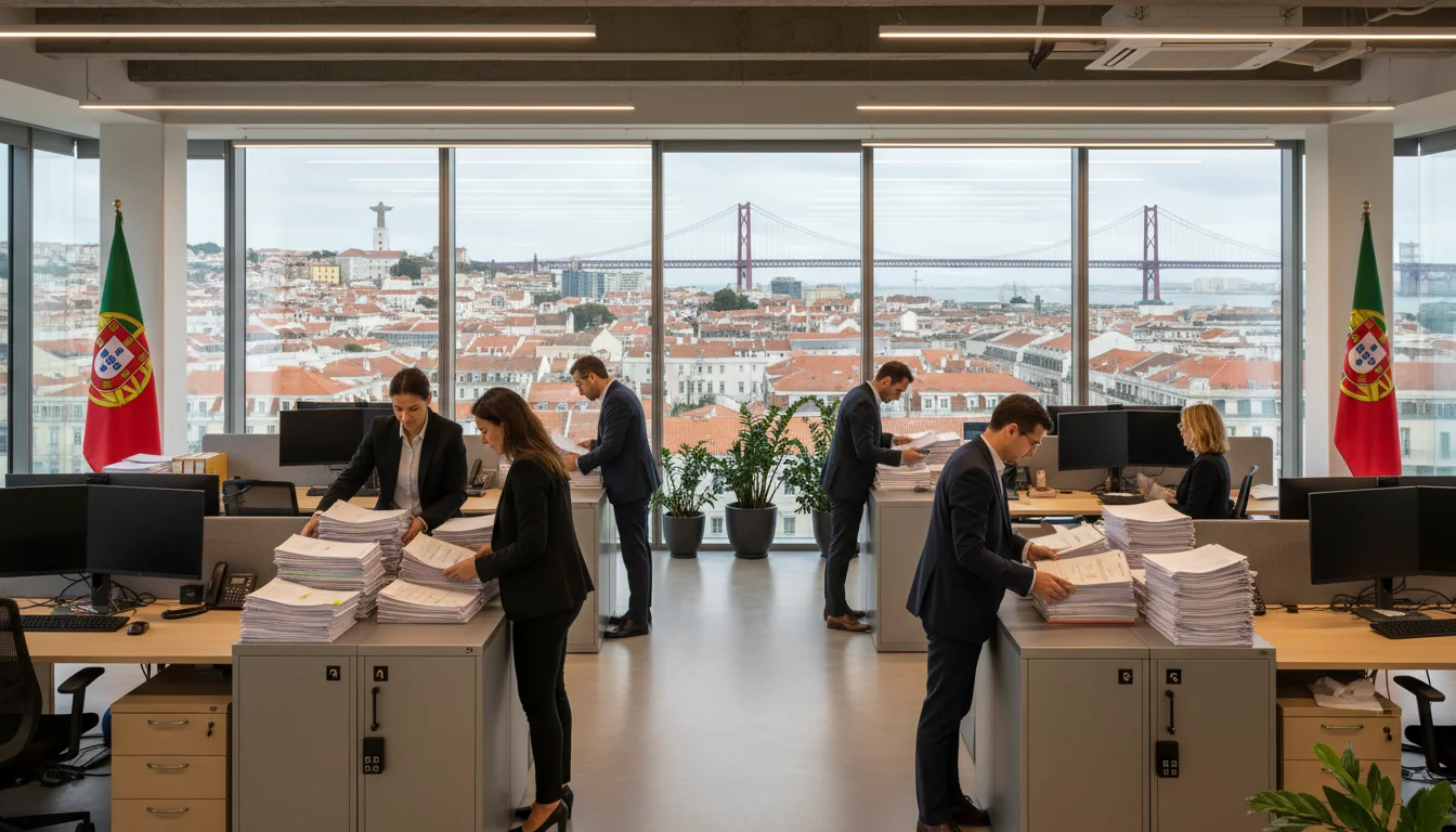Corporate office with document filing cabinets