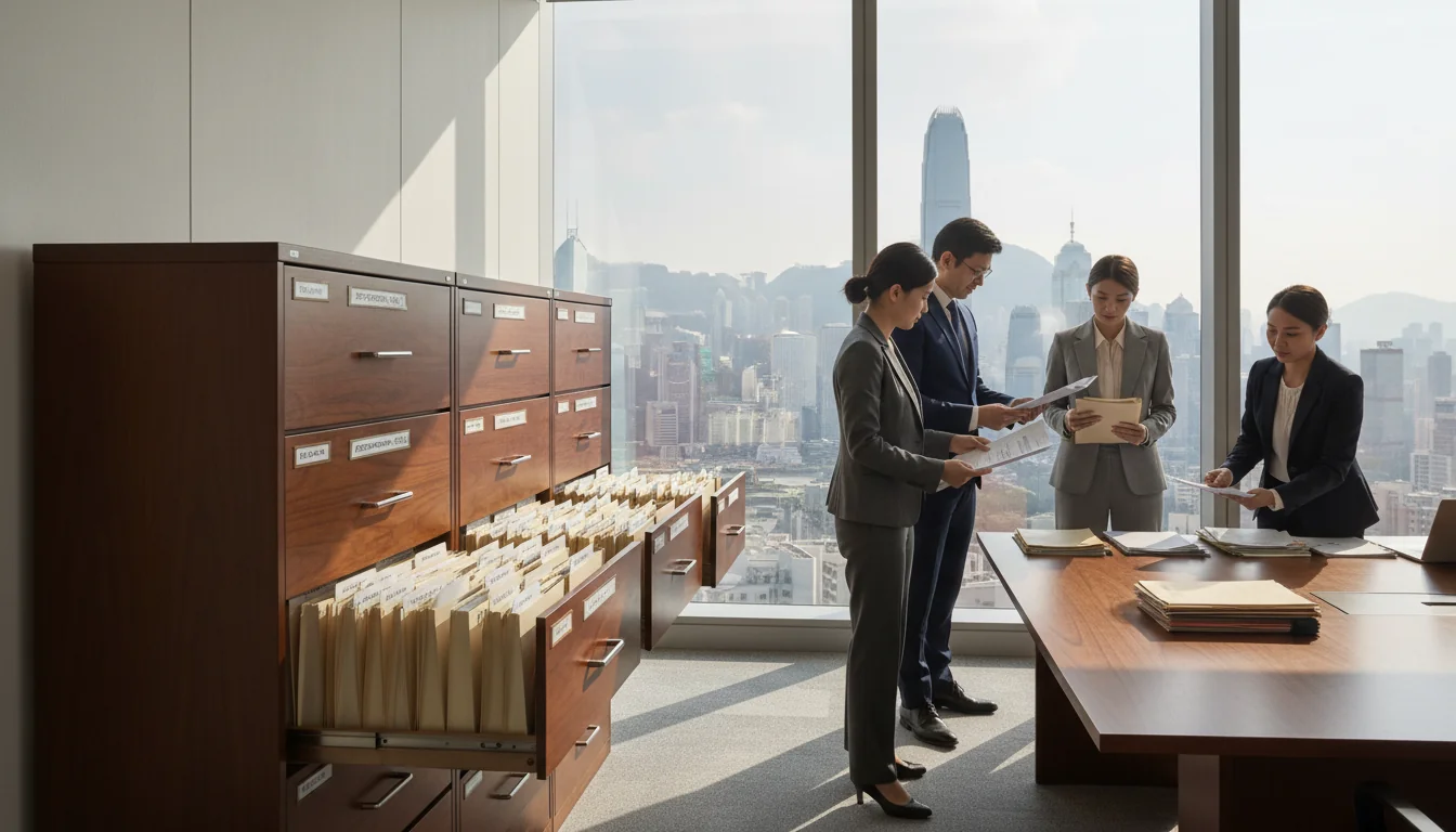 Corporate filing cabinet in office