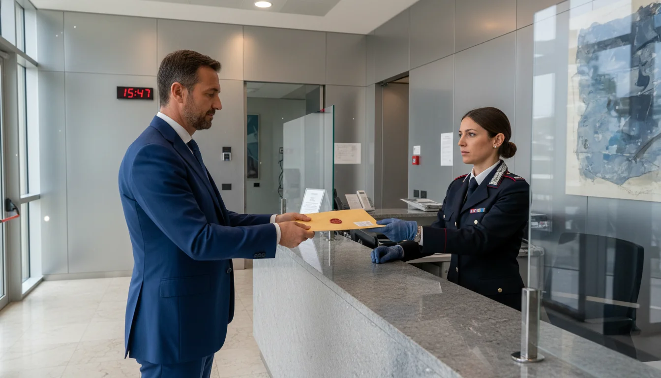 Person submitting report at police station