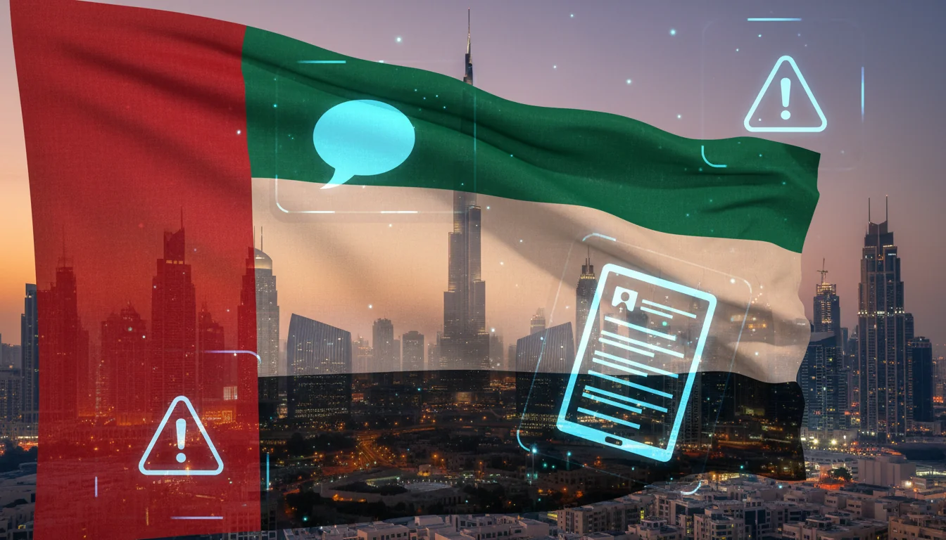 UAE flag with digital reporting symbols