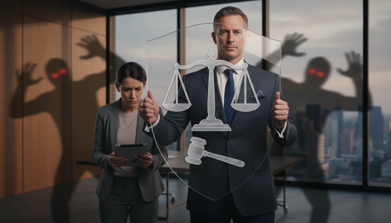 Legal shield protecting whistleblower icon