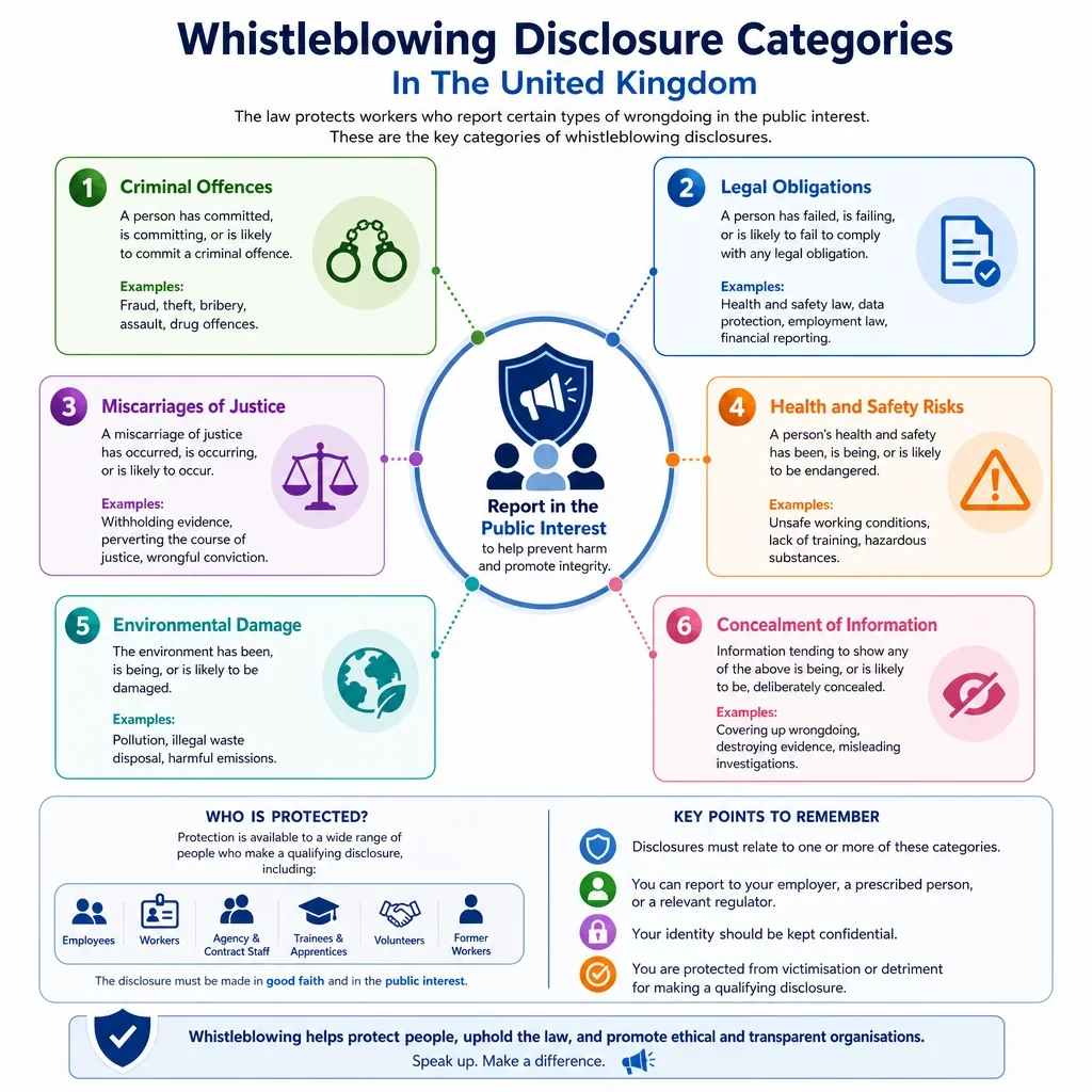 Whistleblowing disclosure categories