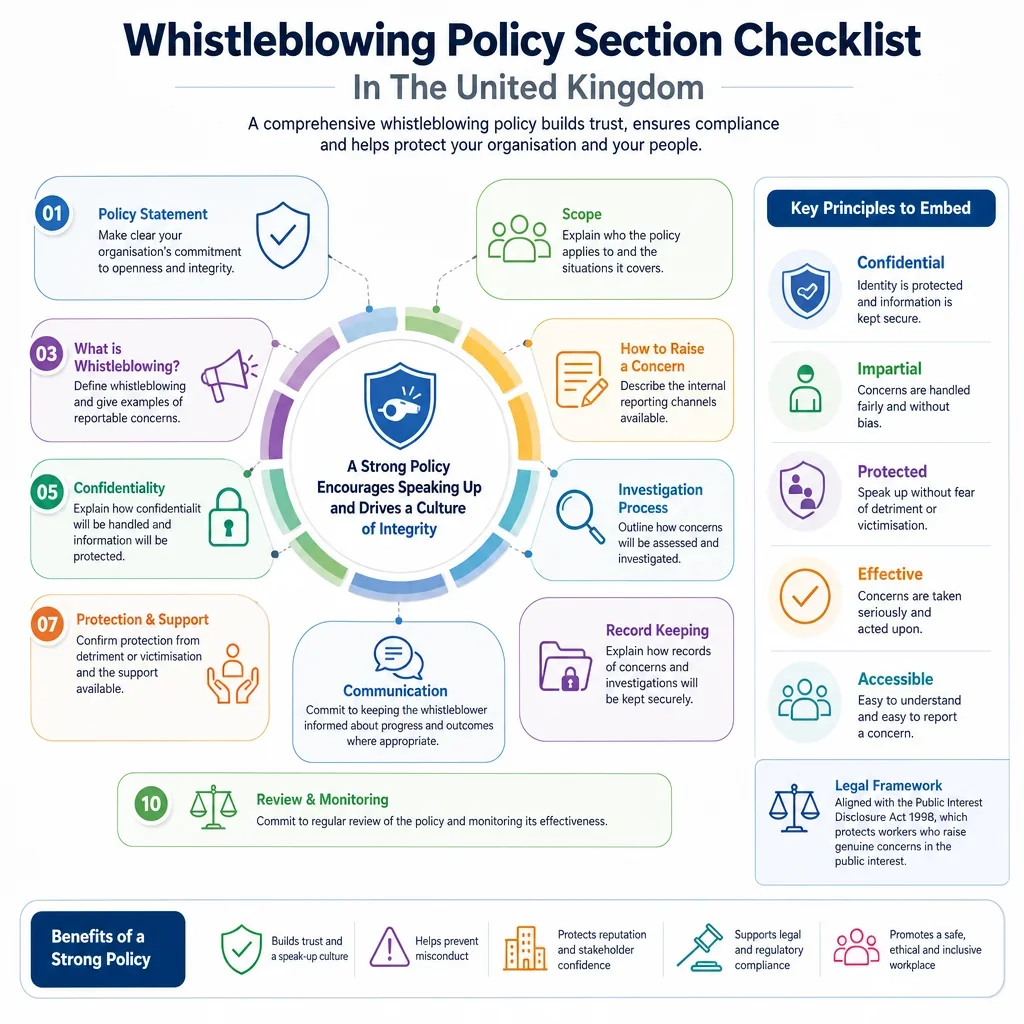 Whistleblowing policy section checklist