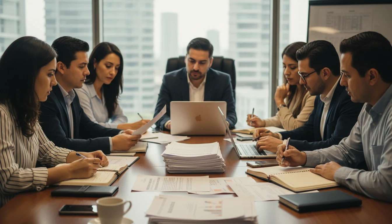 Team reviewing whistleblower policy documents