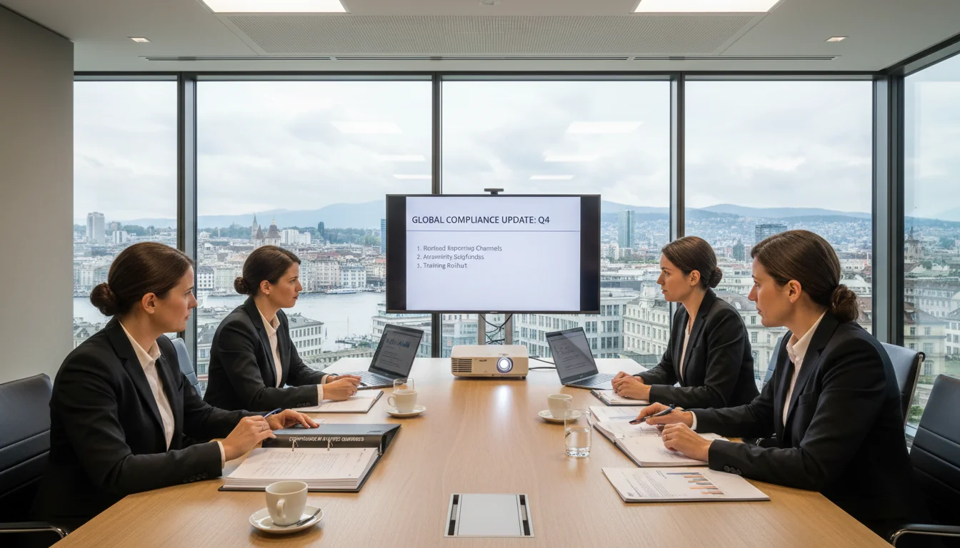 Business meeting on compliance in Switzerland