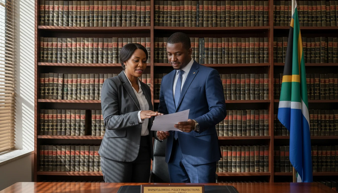 Legal advisor explaining policy protections