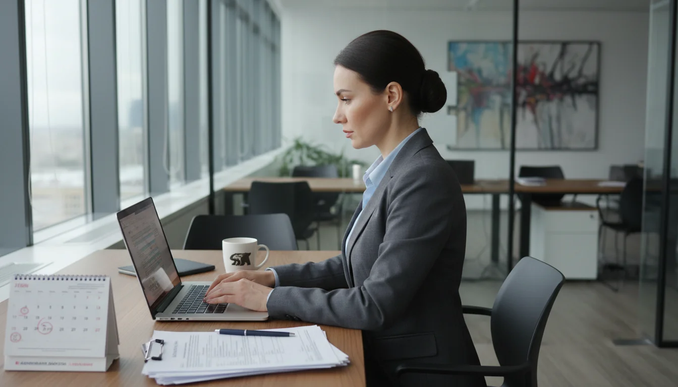 HR documenting disciplinary action in office.