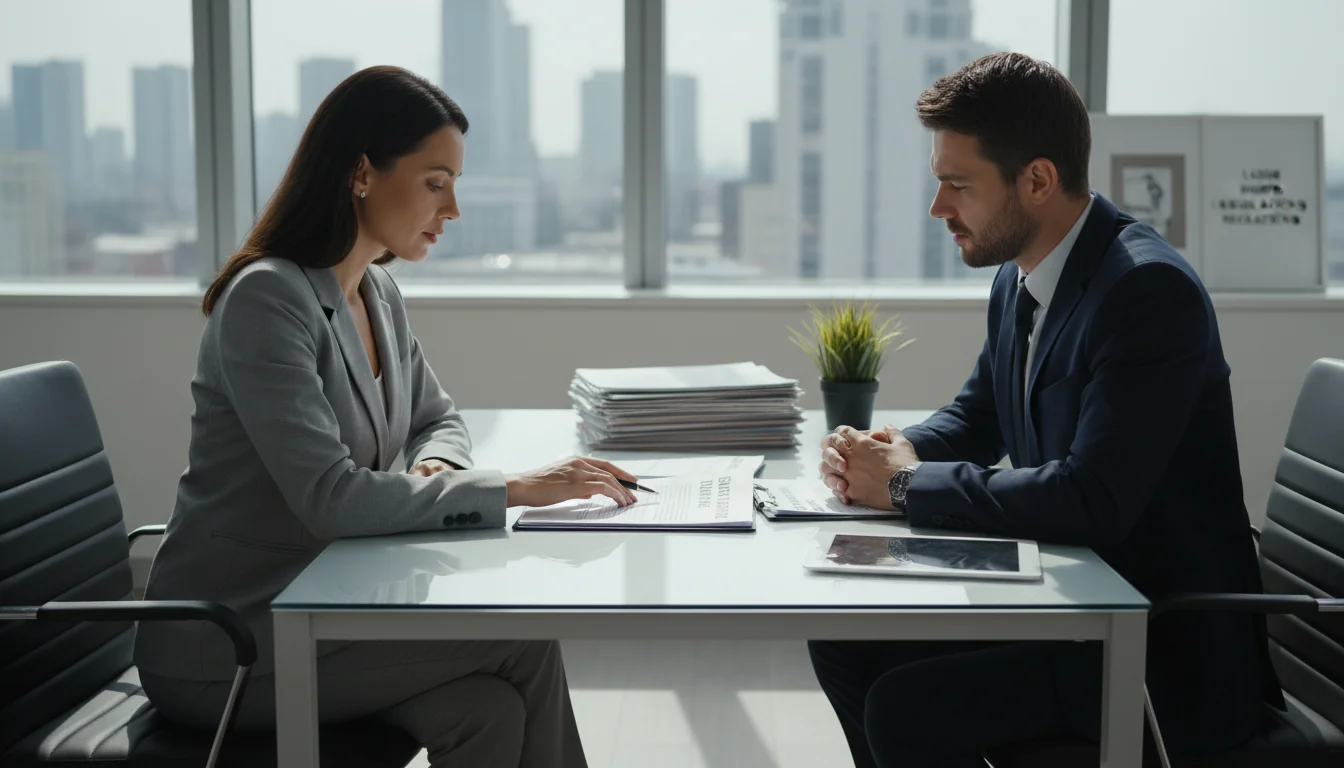 Employee consulting lawyer on rights