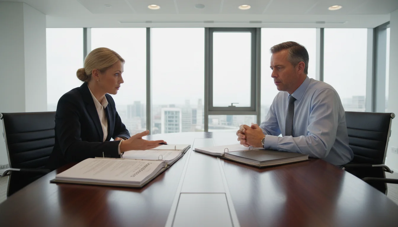 Office meeting discussing discipline