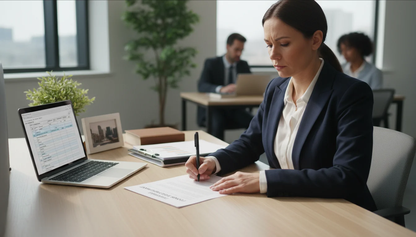 Worker filing labor complaint at office