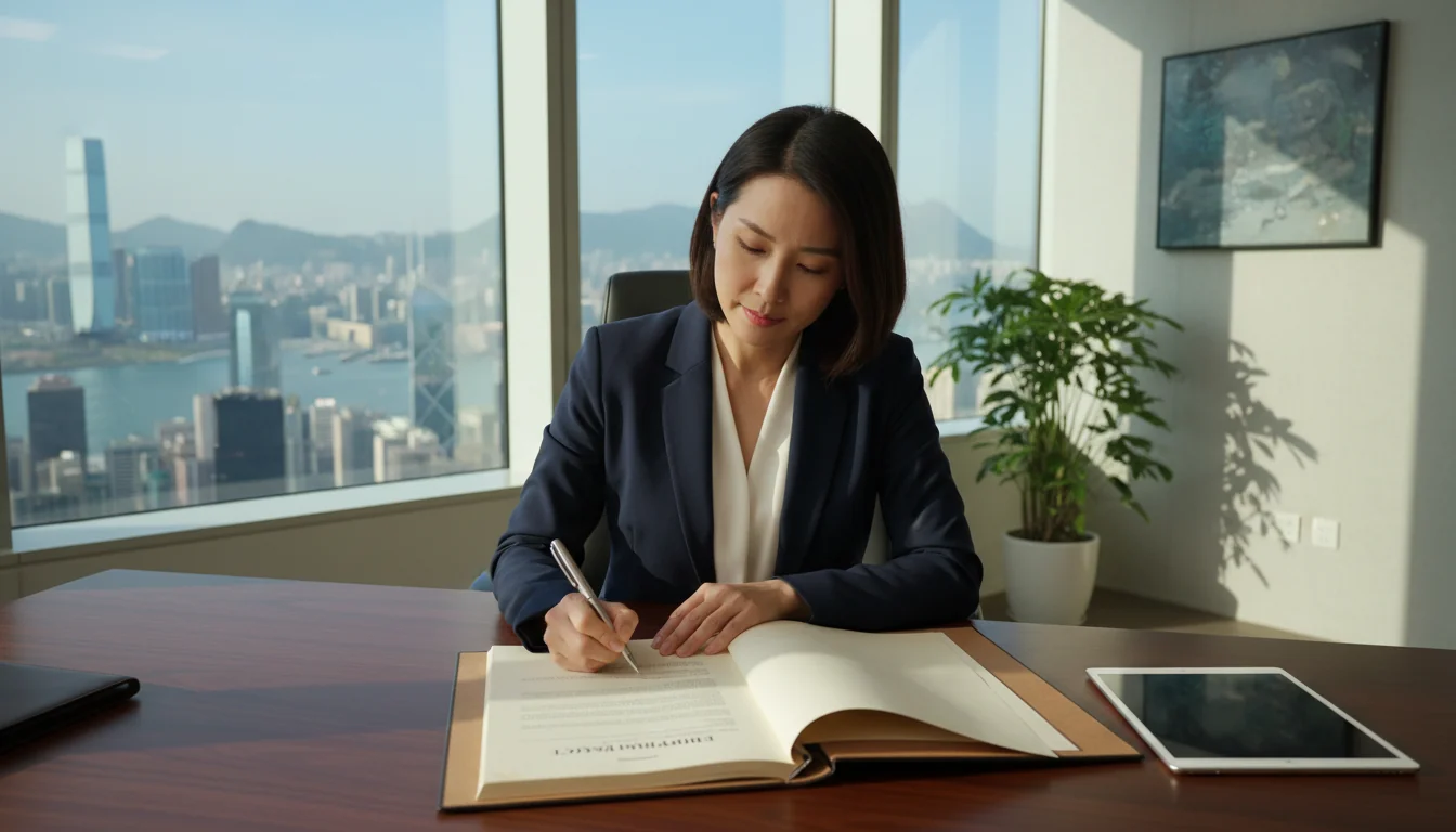 Worker signing employment contract