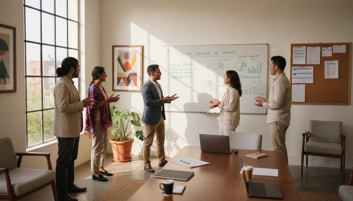 Team meeting on workplace rules