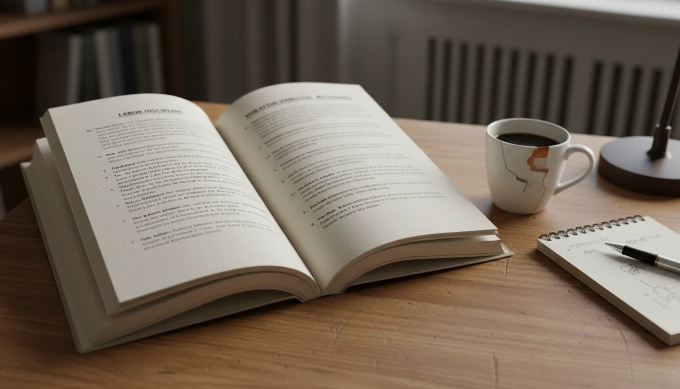 Company policy handbook on desk