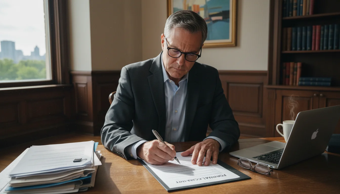 Adult filing formal complaint document