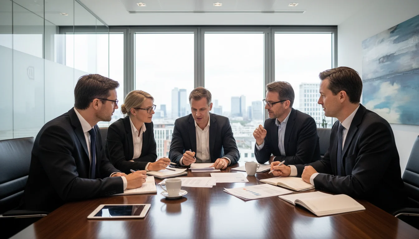 German corporate office meeting