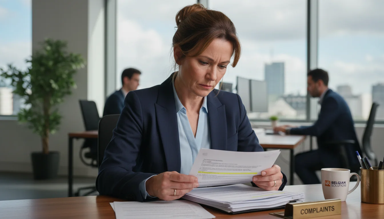 HR professional reviewing grievance documents