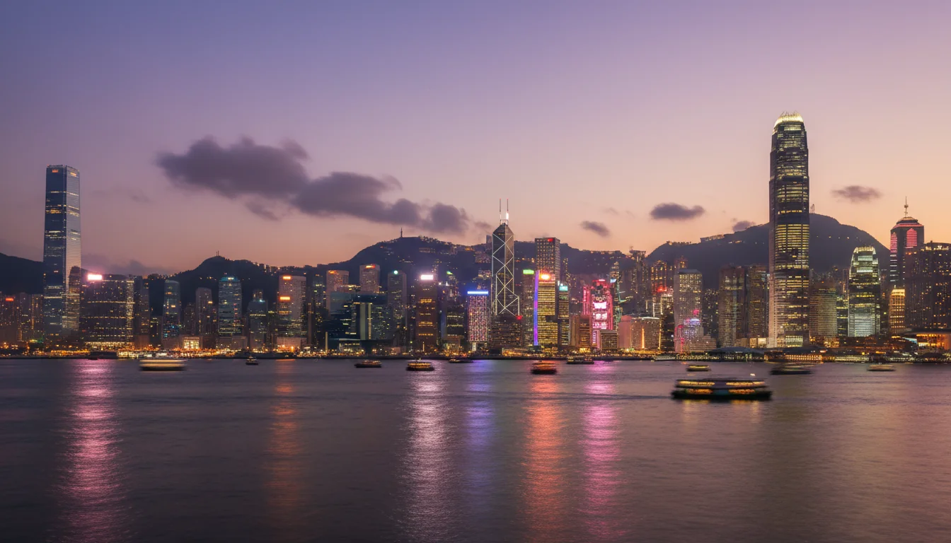 Hong Kong skyline with corporate buildings