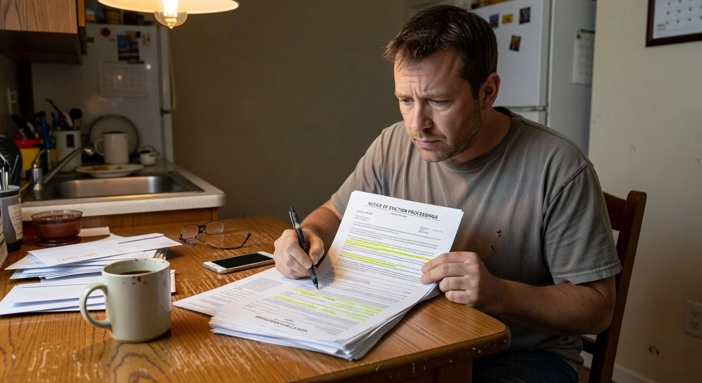 Tenant reviewing legal eviction documents