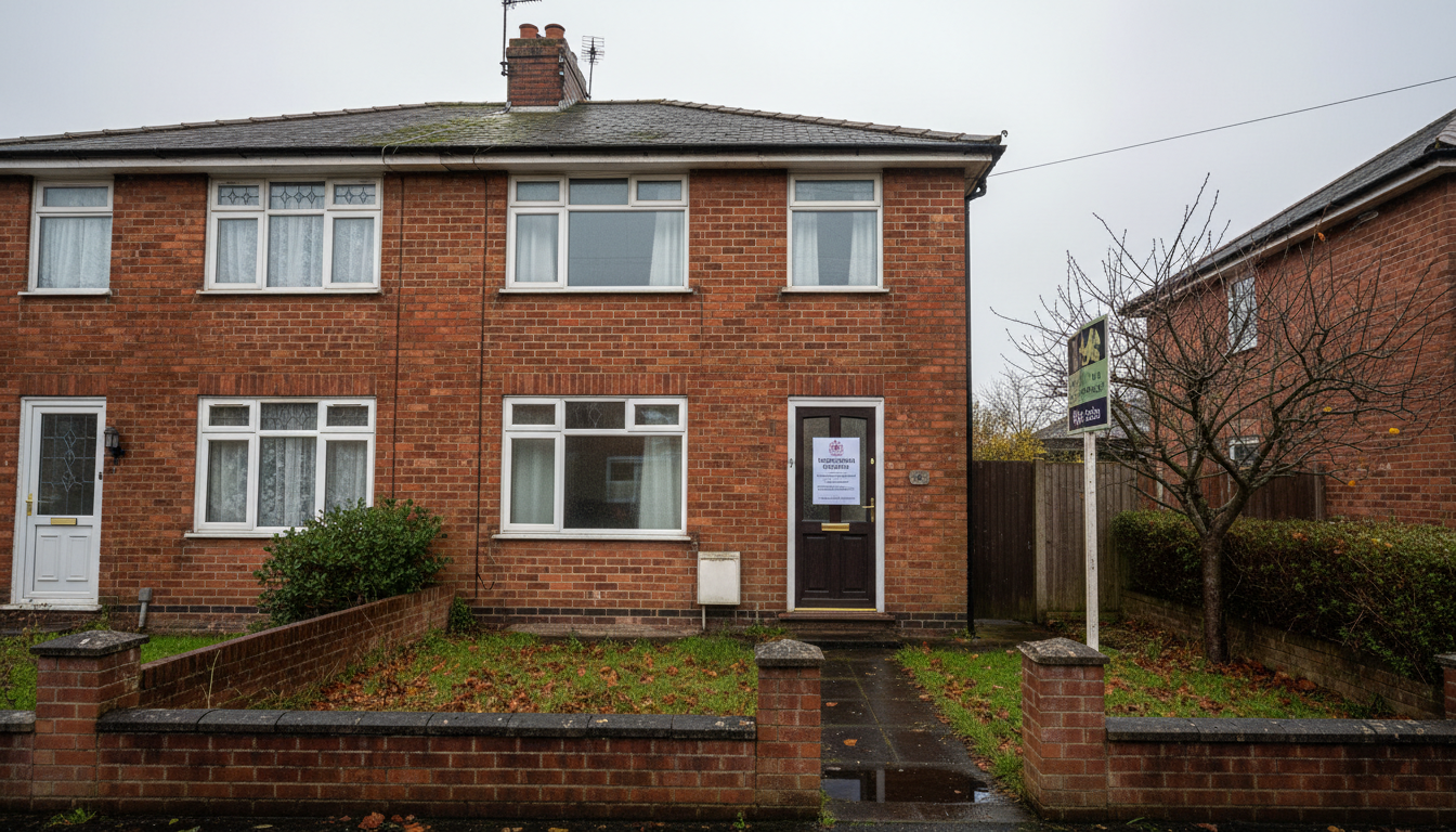 UK house with possession order sign