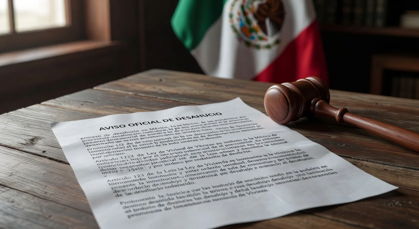 Mexican eviction notice document close-up