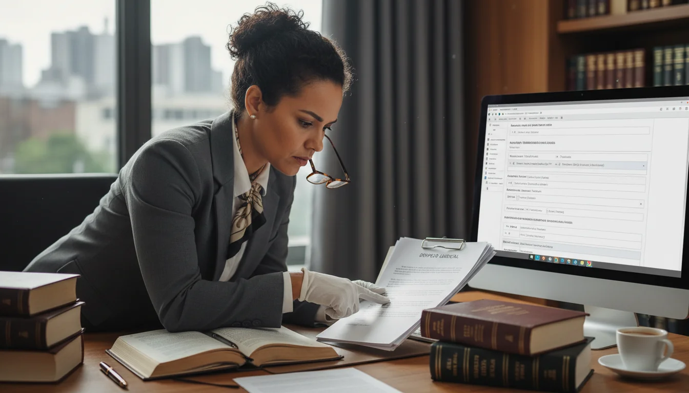 Lawyer reviewing legal papers