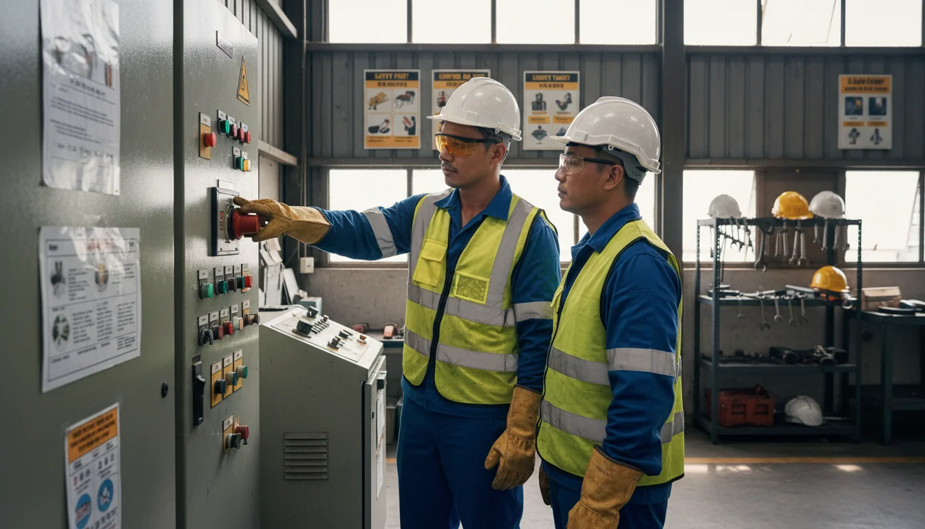 Employee wearing safety gear training
