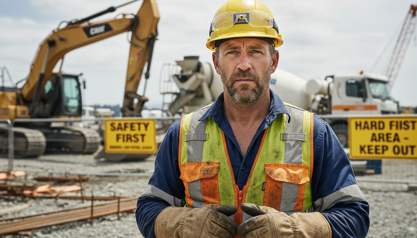 Employee wearing safety gear.