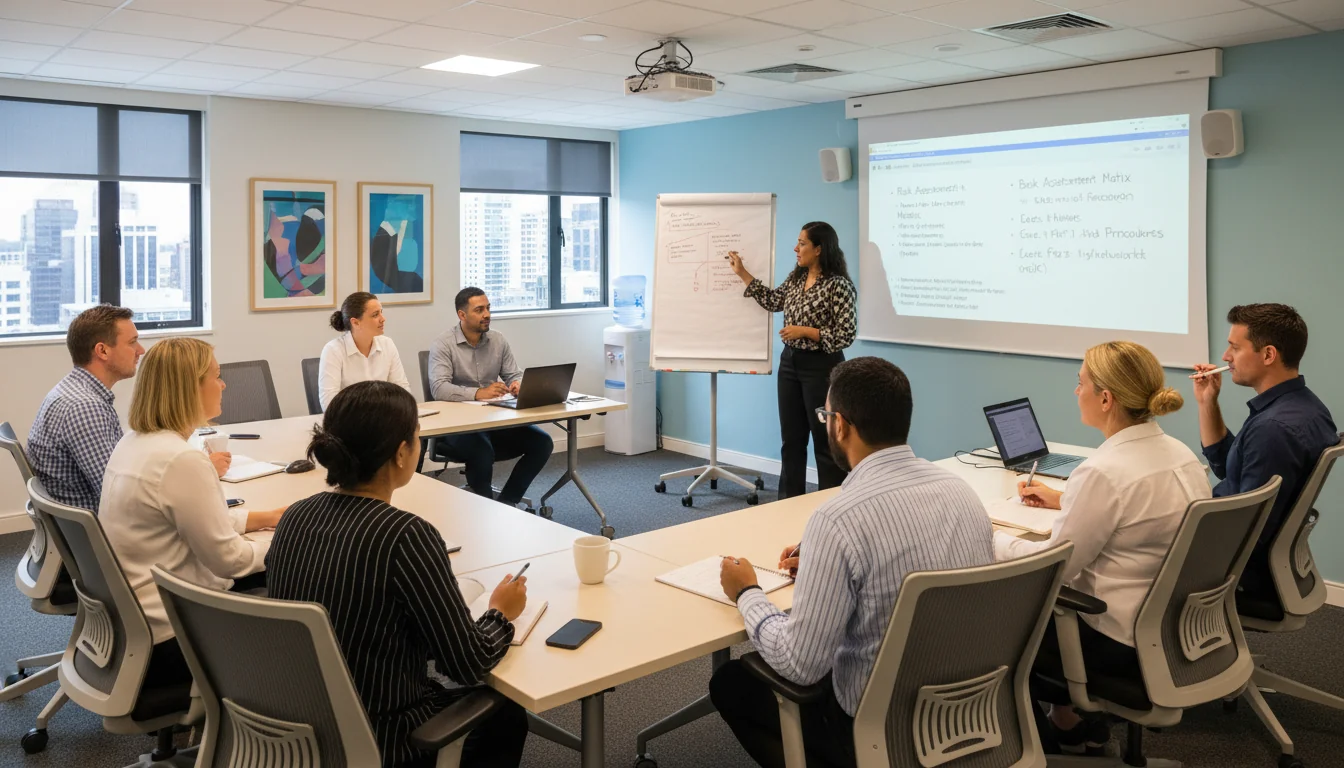 Team conducting safety training.