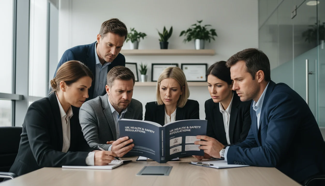 Workers reading safety manual