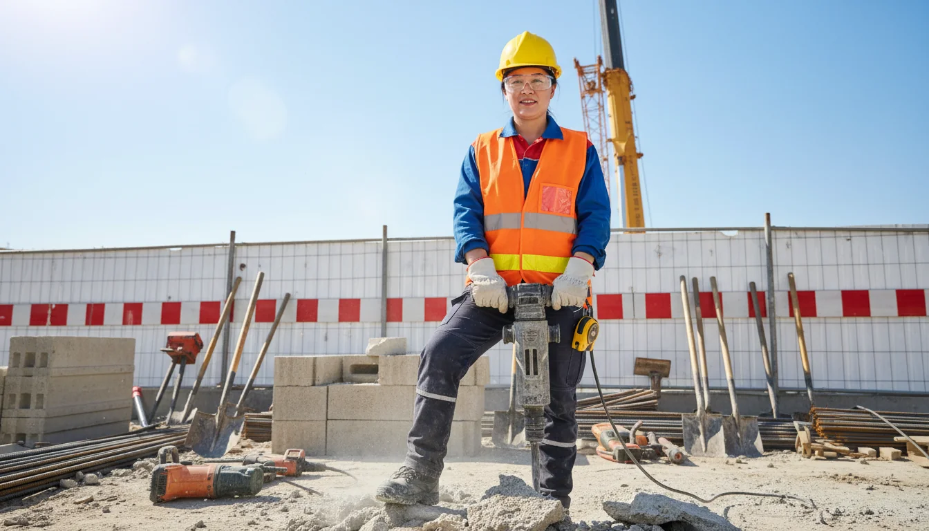 Worker using safety gear properly
