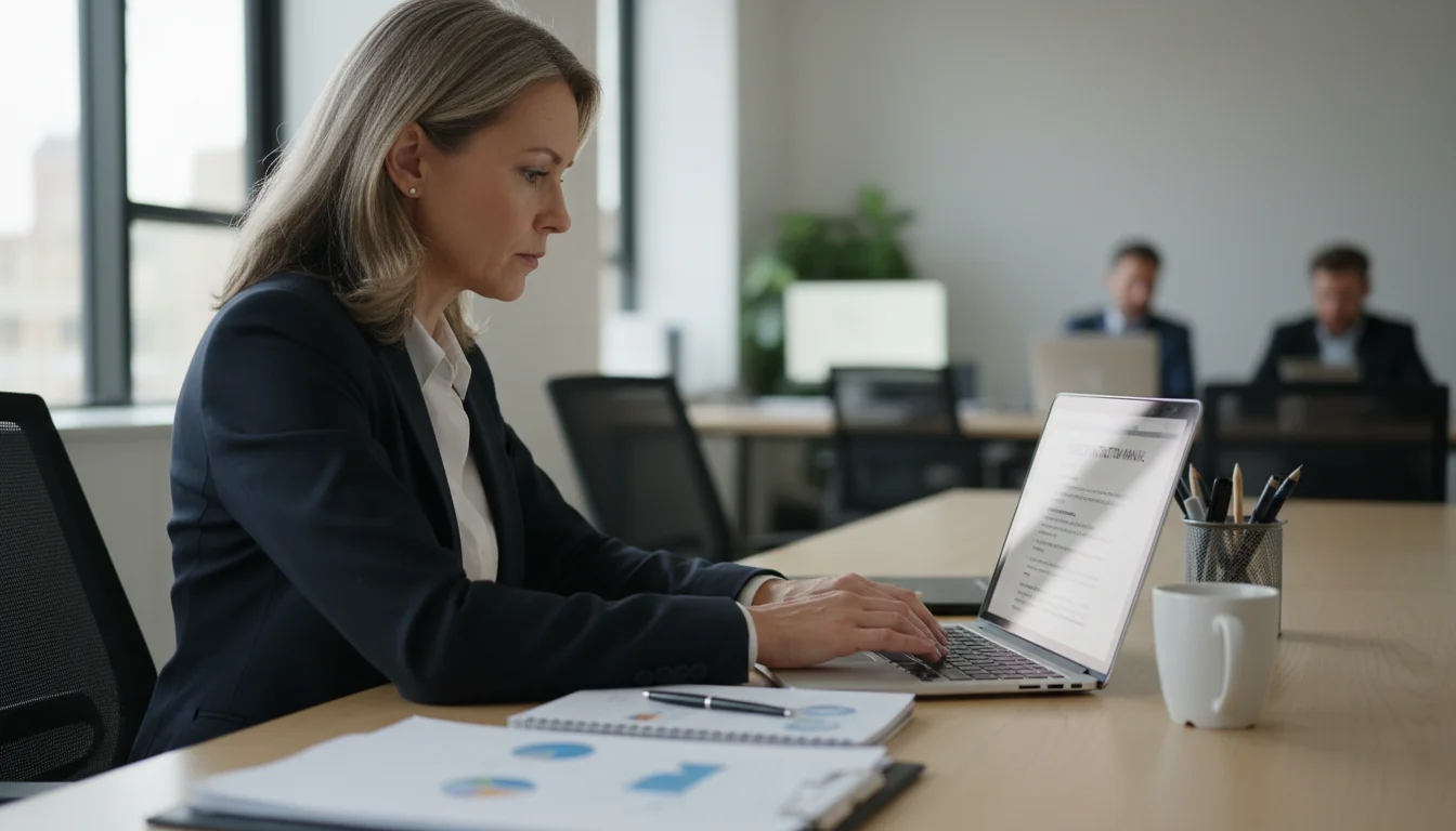 Professional drafting a business instruction document