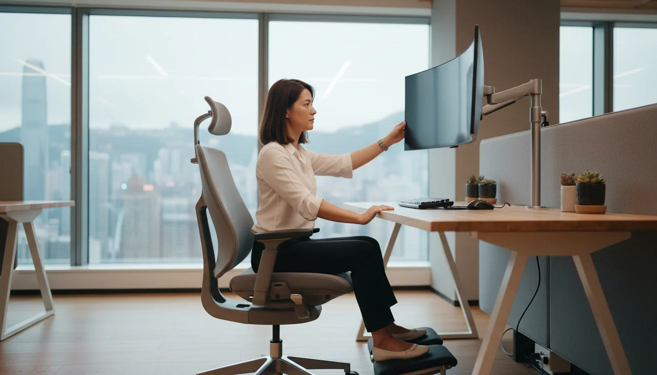 Ergonomic workstation setup for health