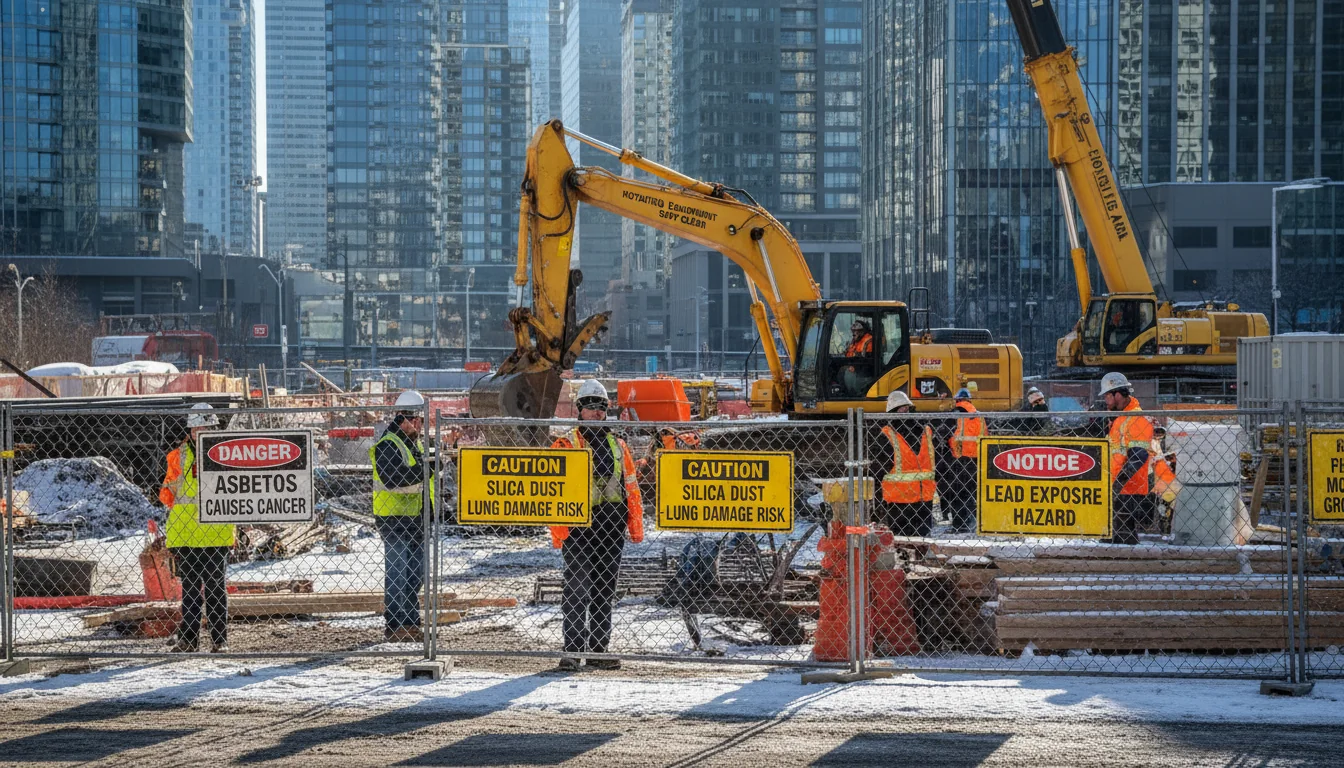 Hazard warning signs posted.