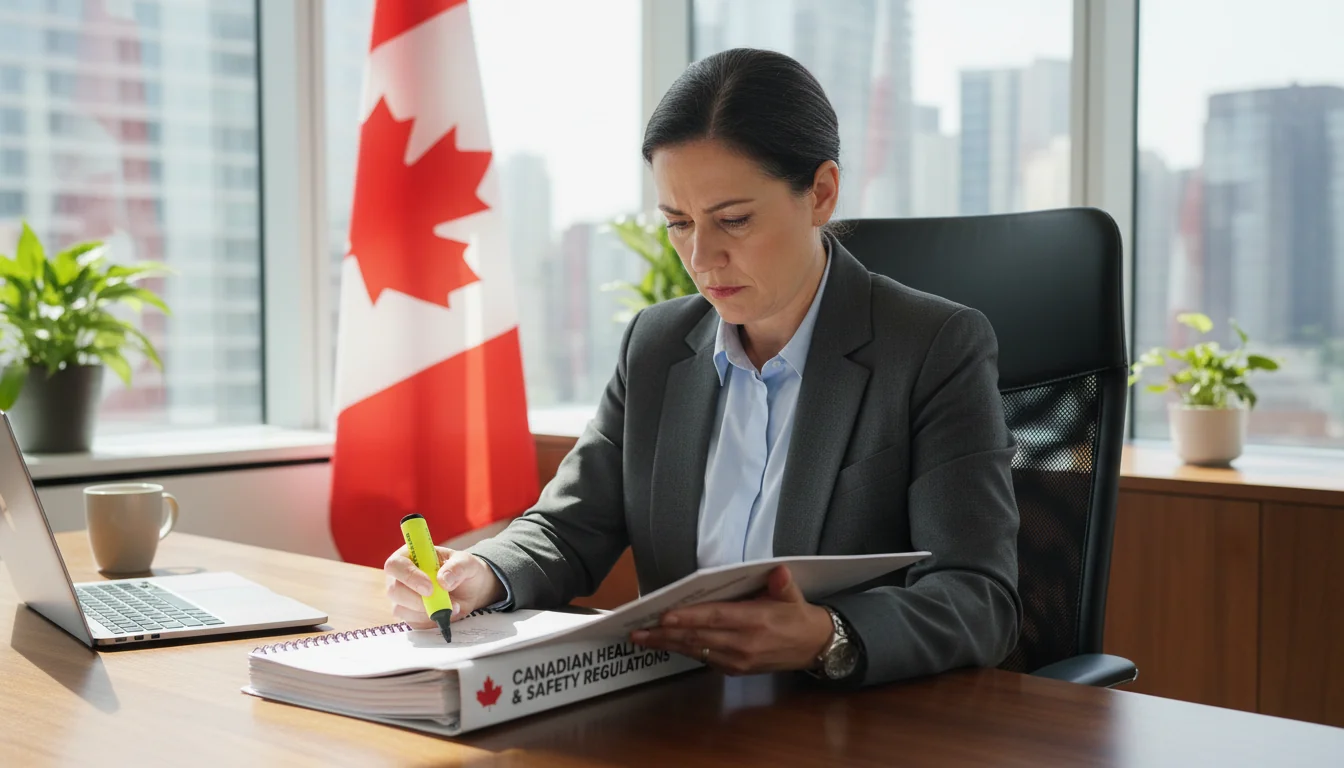 Professional reviewing health safety manual