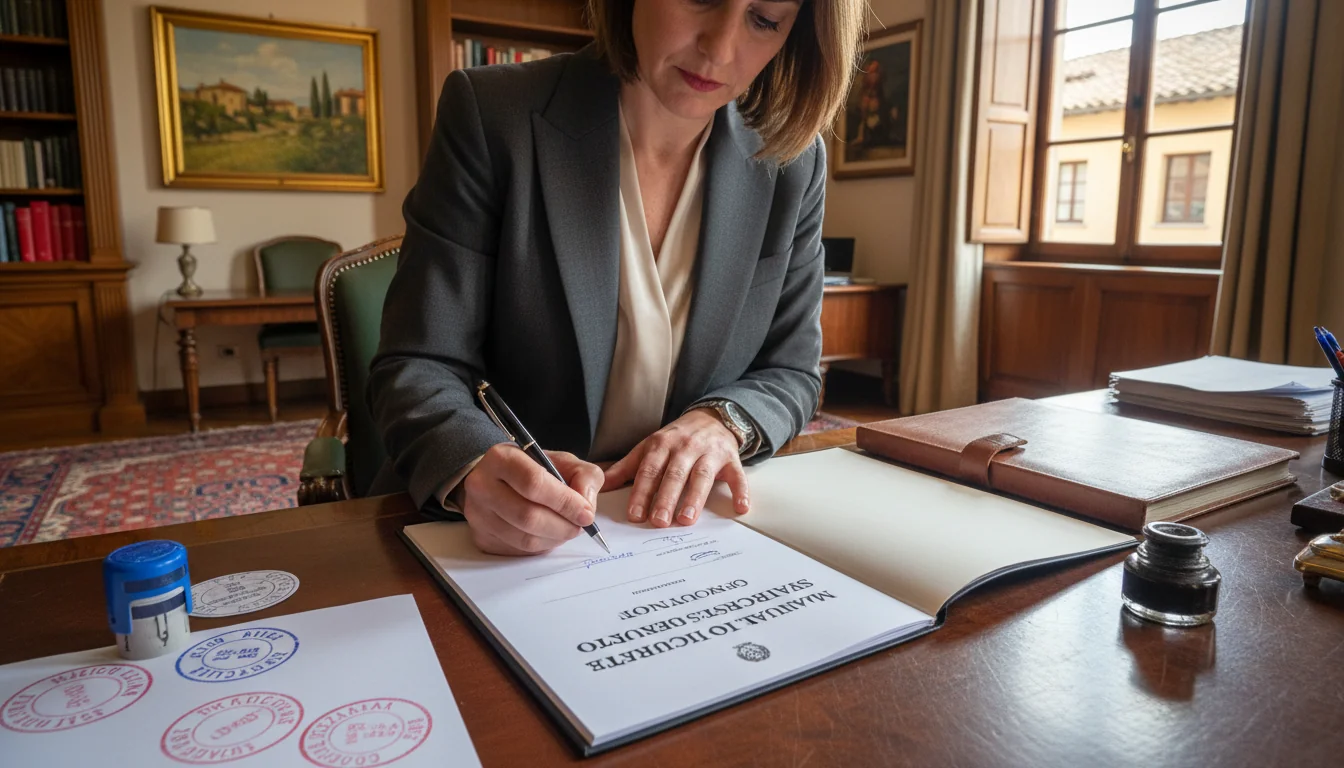 Signing corporate safety compliance form Italy