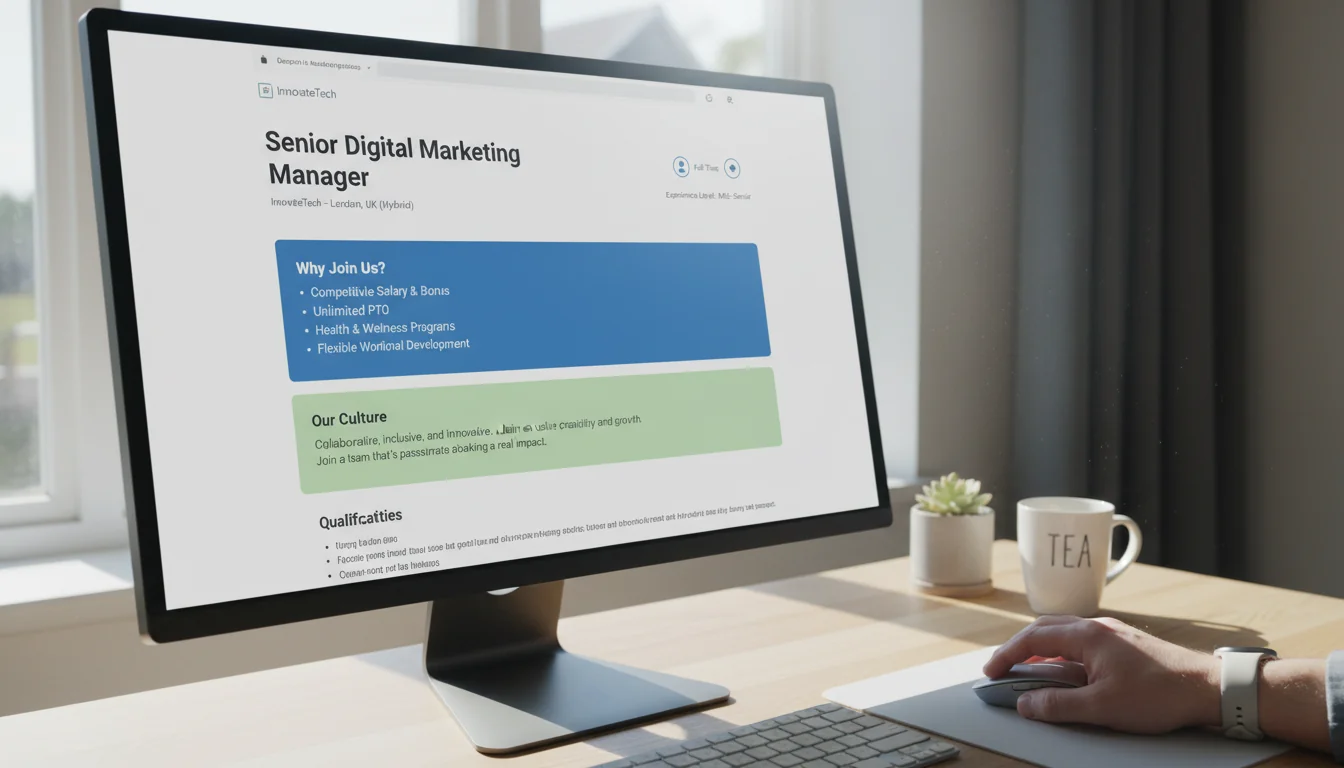 Attractive job posting on screen