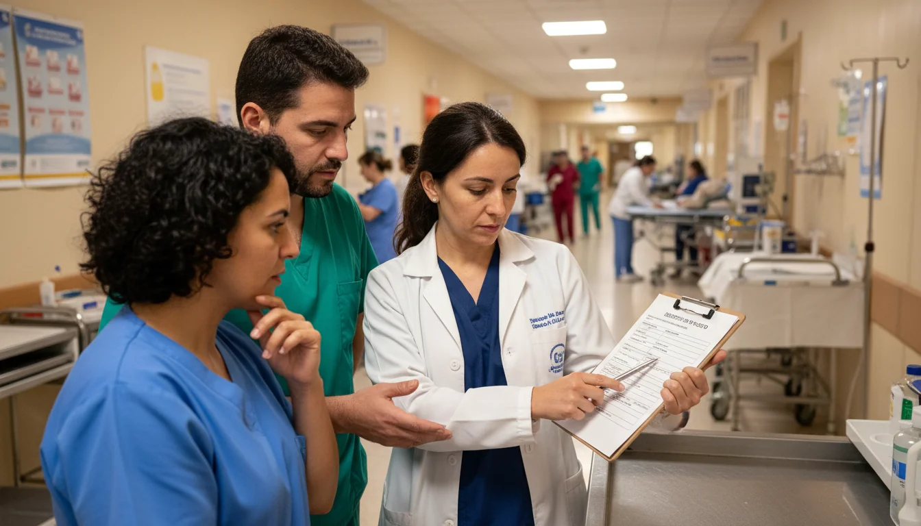 Healthcare professionals in Argentine hospital setting