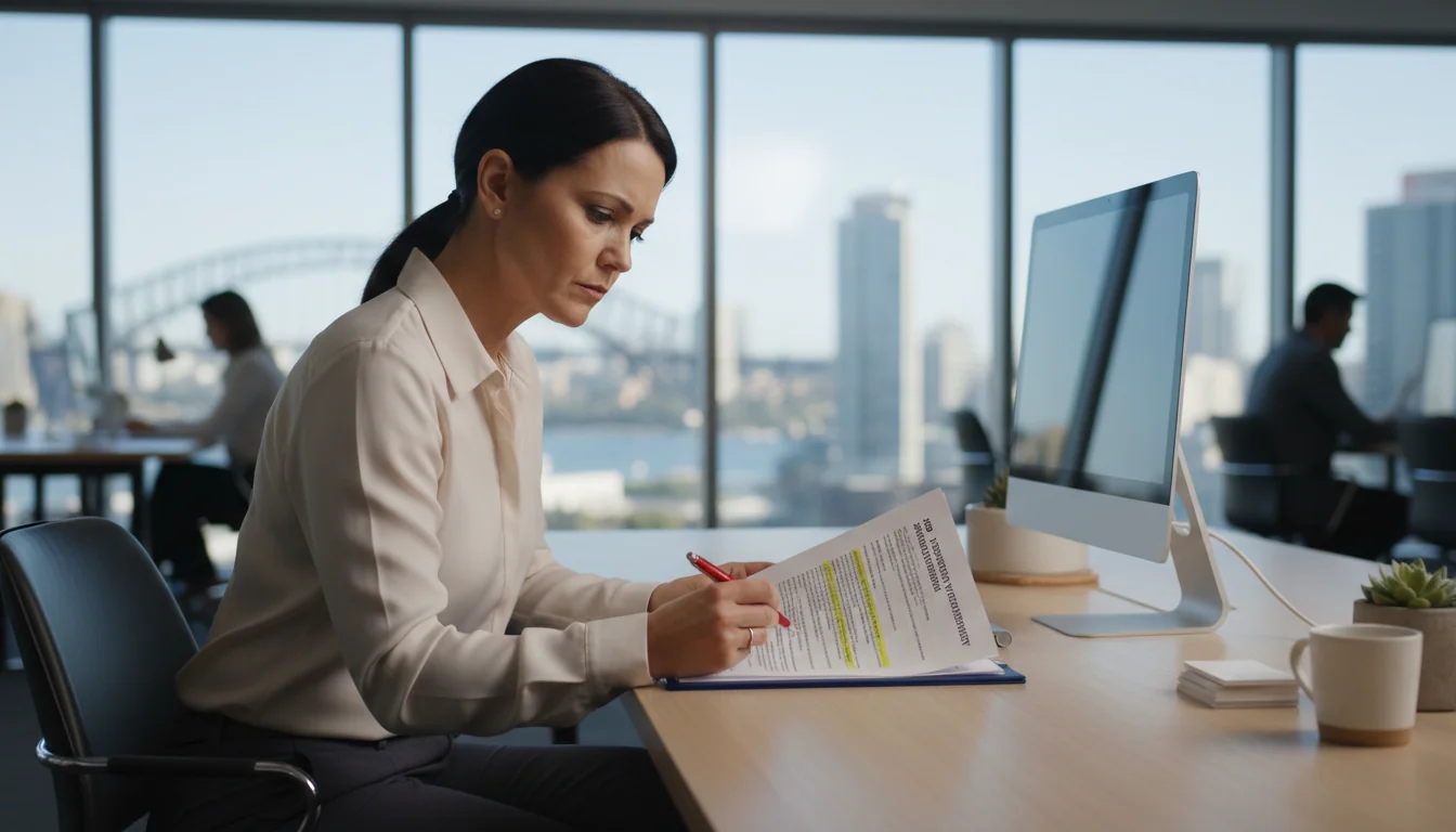 Professional reviewing Australian job description