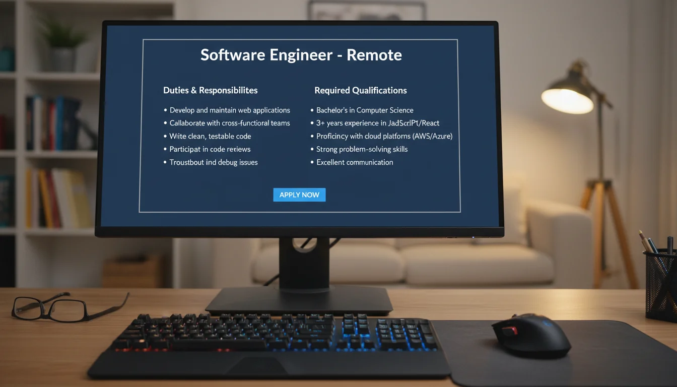 Example job posting on screen