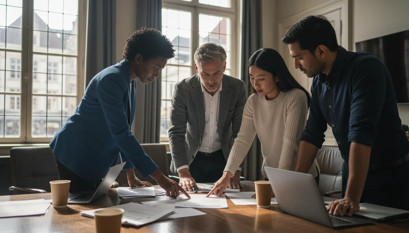 Team discussing job position requirements