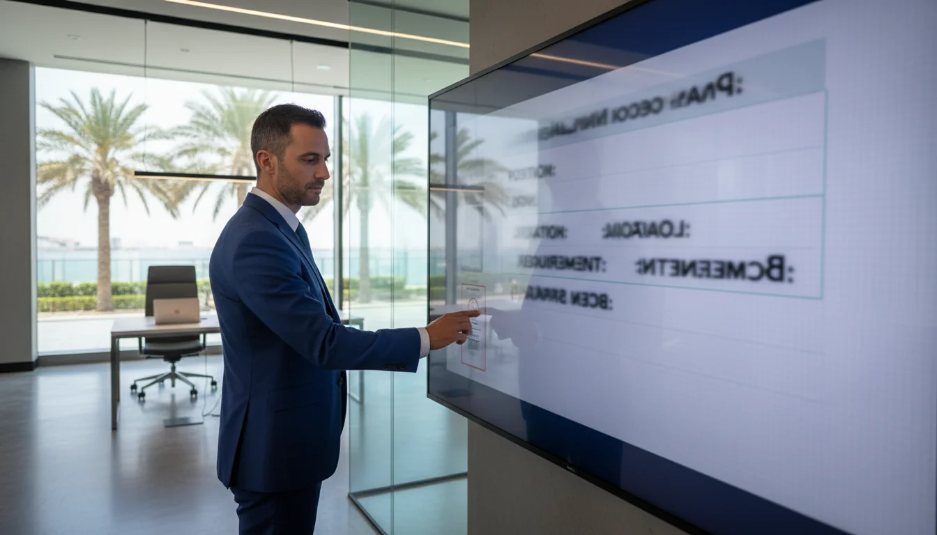 Attractive UAE job posting on digital screen