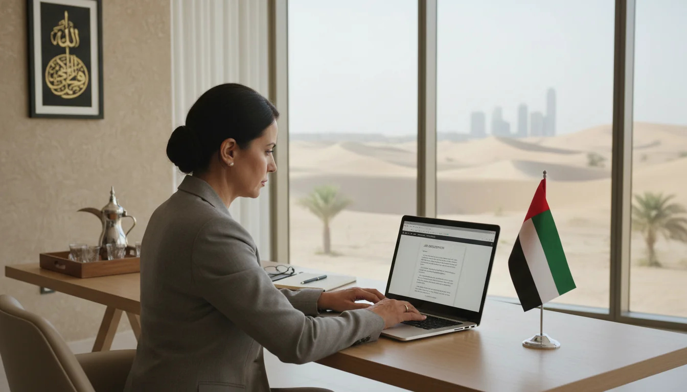 Professional writing a job description at desk