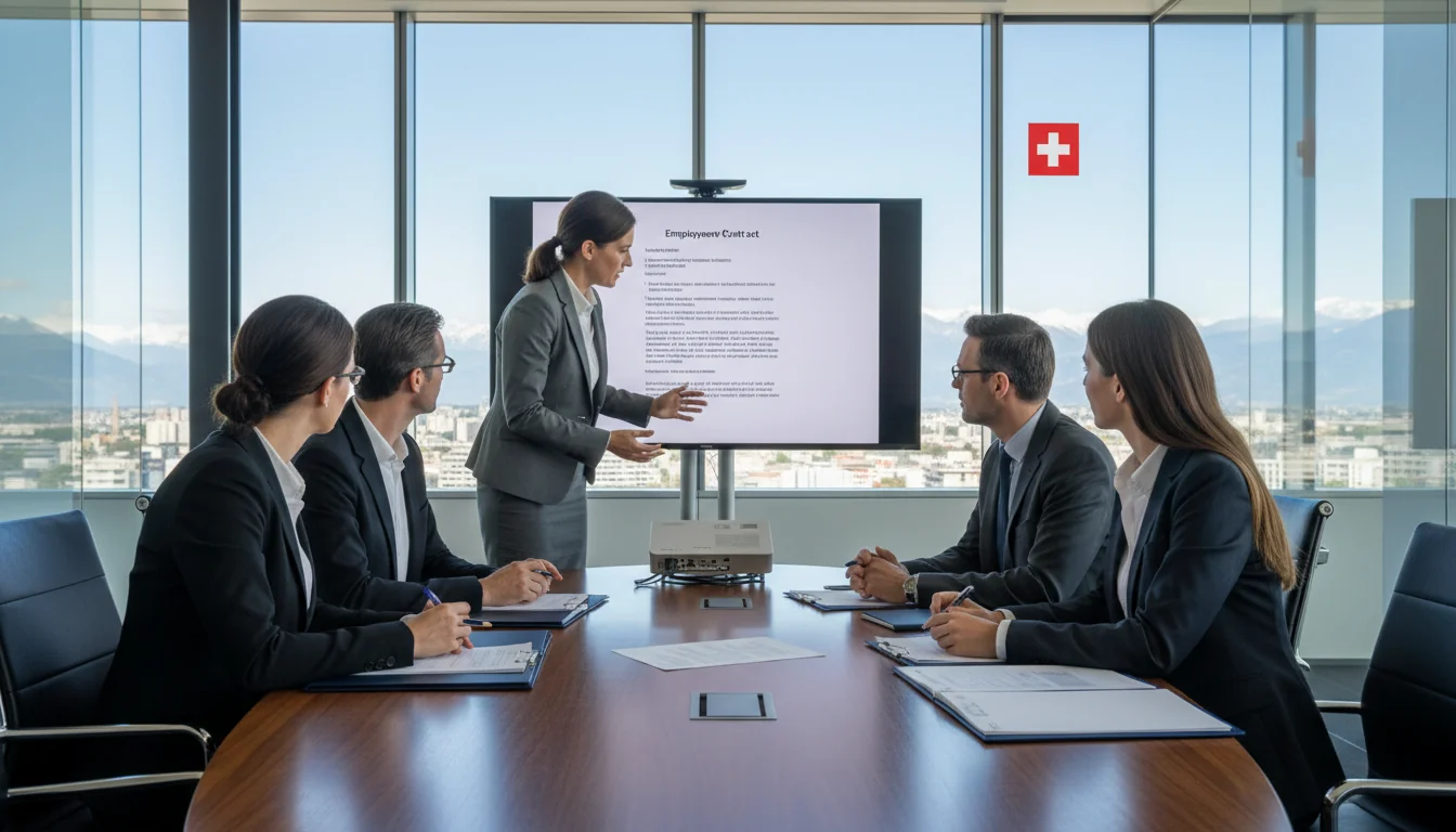 Business meeting discussing employment terms